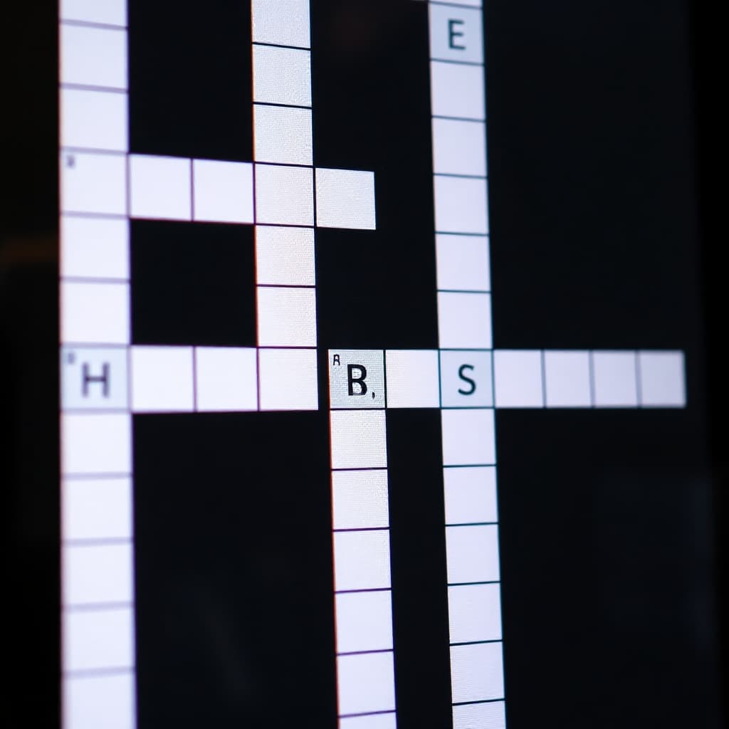 A crossword grid on a dark screen